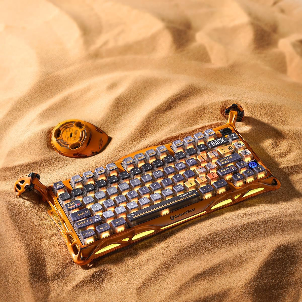 GravaStar Mercury K1 Pro 75% Wireless Mechanical Gaming Special Edition Keyboard - Battle Worn Yellow GravaStar Mercury K1 Pro 75% Wireless Mechanical Gaming Special Edition Keyboard - Battle Worn Yellow